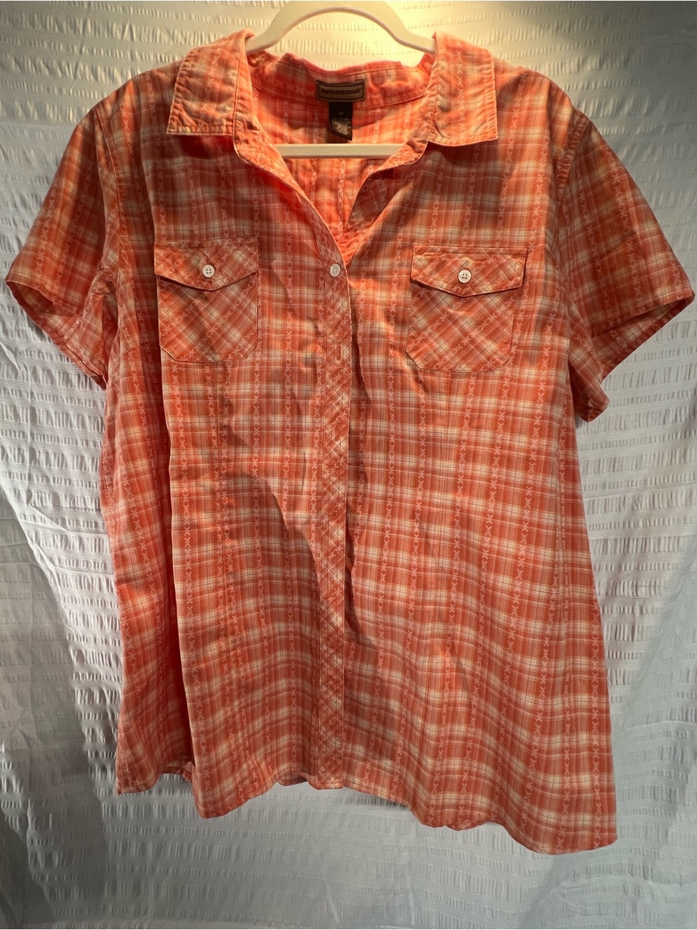 Bit & Bridle Orange Plaid Short Sleeve Button-Down Shirt